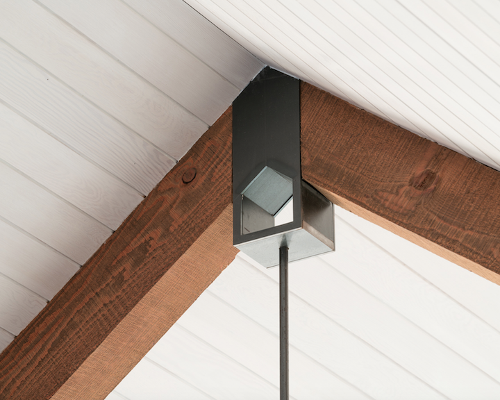 Ceiling and timber beam intersection