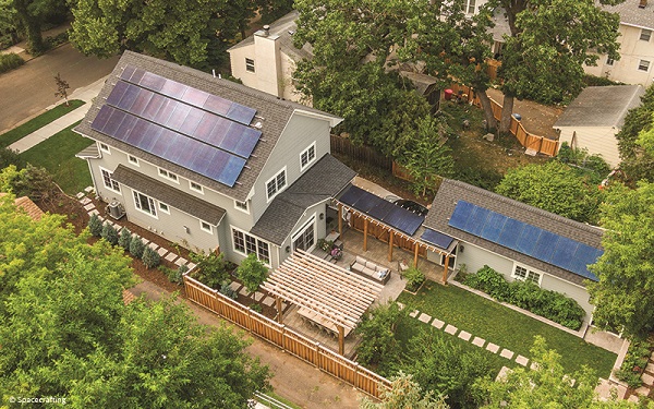 Aerial view of net-zero home with Kolbe’s Forgent Series triple pane windows and performance divided lites