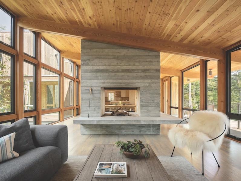 Maine vacation home with fireplace