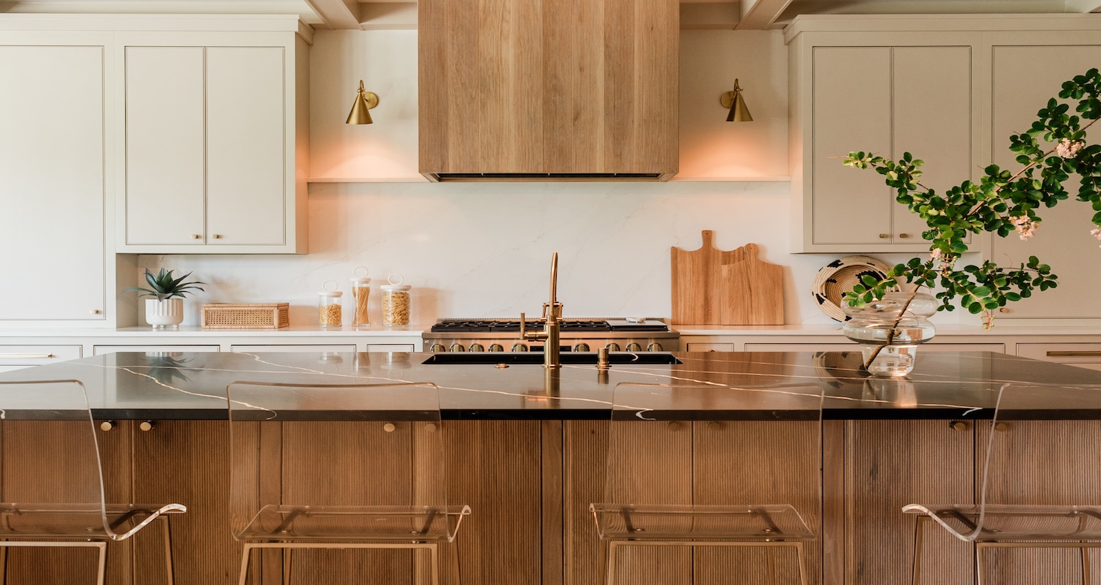 Kitchen island and range hood